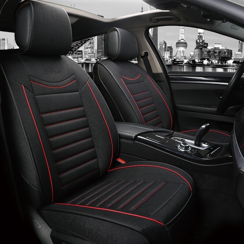 Huse Scaune pentru Masini Auto Universal Nergu Rosu Lux Textile Set Complet