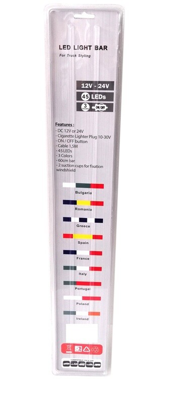 69 LED BAR 90cm Lumina Lampa Steag Romania Flag Banda Camion Microbuze Auto Parbriz 12V 24V