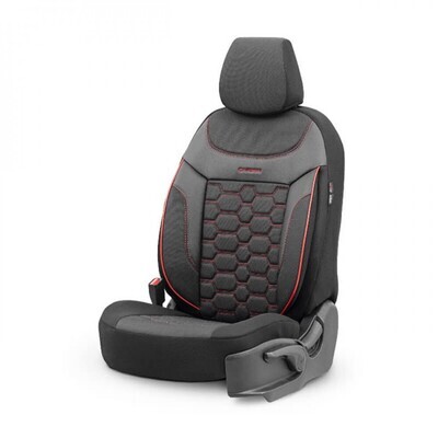 Huse Scaune pentru Masini Auto Universal Negru Rosu Lux PU Piele Textil Set Complet Carbon Seriа