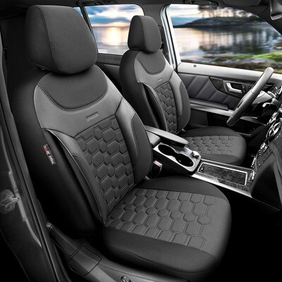 Huse Scaune pentru Masini Auto Universal Negru Rosu Lux PU Piele Textil Set Complet Carbon Seriа