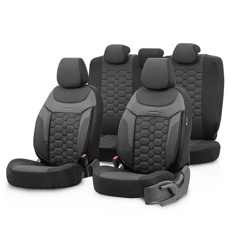 Huse Scaune pentru Masini Auto Universal Negru Rosu Lux PU Piele Textil Set Complet Carbon Seriа