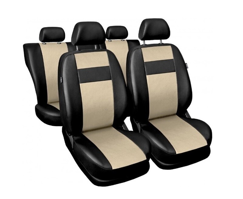 Huse Scaune pentru Masini Auto Universal Nergu Beige Lux PU Piele Set Complet