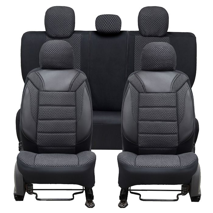Huse Scaune Auto pentru Universal Negru Lux Piele Textil Set Complet