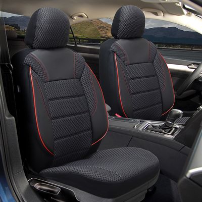 Huse Scaune Auto Universal Negru Rosu Lux Piele Textil Set Complet