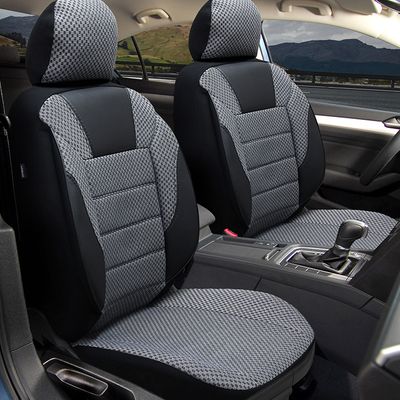Huse Scaune Auto Universal Negru Gri Lux Piele Textil Set Complet