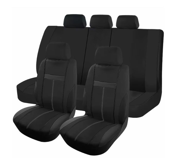 Huse Scaune pentru Masini Auto Universal Nergu Alb Lux PU Piele Set Complet