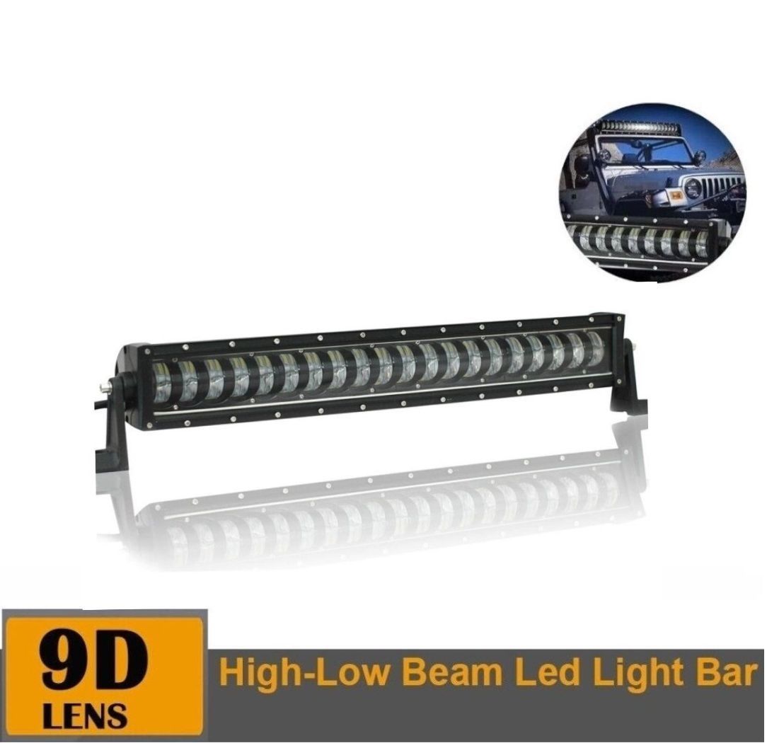 63cm LED Bar 9D cu Lupe 12V-24V,Hi/Low Beam 12800Lm 160W Proiector Auto SUV Off Road