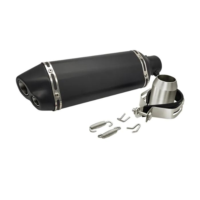 Toba Esapament Universala pentru Motocicleta Otel  400mm Negru cu  Accesorii de Prindere