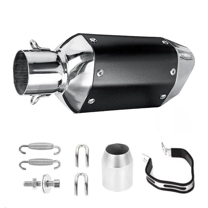 Toba Esapament Universala pentru Motocicleta Otel  270mm Negru cu  Accesorii de Prindere