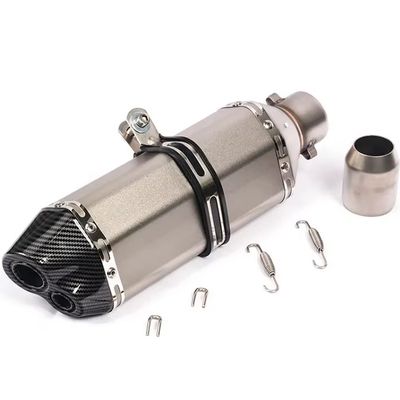 Toba Esapament Universala pentru Motocicleta Otel  400mm Gri Carbon cu  Accesorii de Prindere