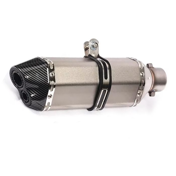 Toba Esapament Universala pentru Motocicleta Otel  400mm Gri Carbon cu  Accesorii de Prindere