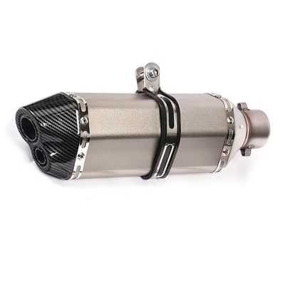 Toba Esapament Universala pentru Motocicleta Otel  400mm Gri Carbon cu  Accesorii de Prindere