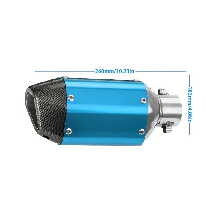 Toba Esapament Universala pentru Motocicleta Otel  270mm Negru Albastru cu  Accesorii de Prindere