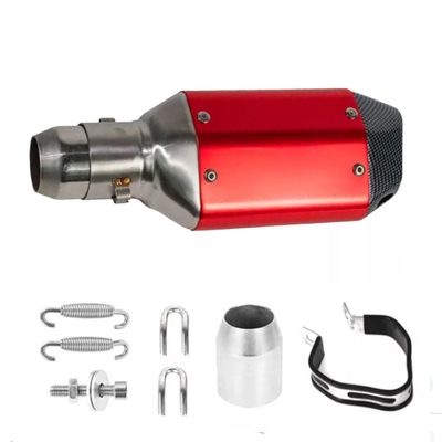 Toba Esapament Universala pentru Motocicleta Otel  270mm Negru Rosu cu  Accesorii de Prindere