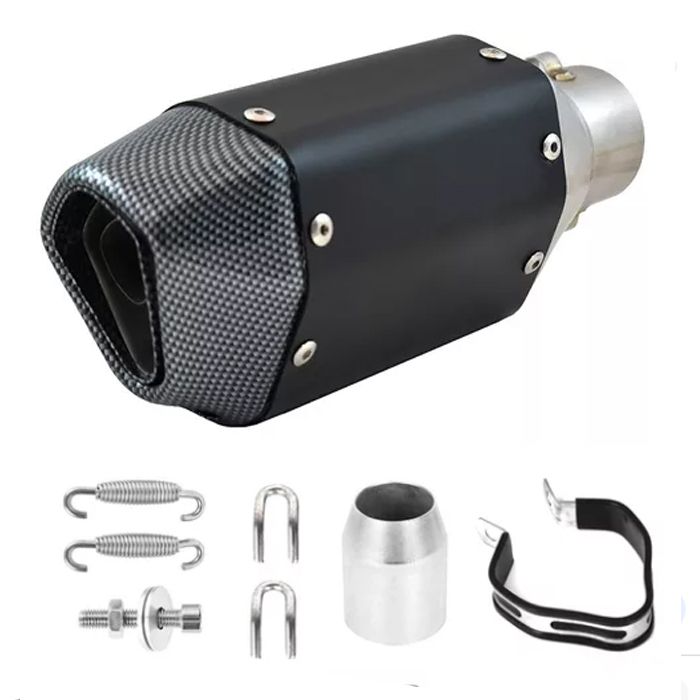 Toba Esapament Universala pentru Motocicleta Otel  270mm Negru Carbon cu  Accesorii de Prindere