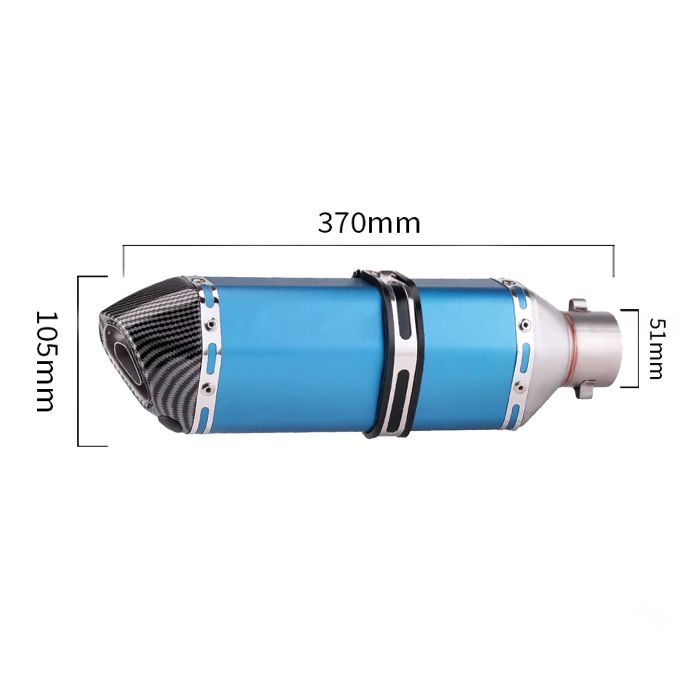 Toba Esapament Universala pentru Motocicleta Otel  400mm Negru Albastru cu  Accesorii de Prindere