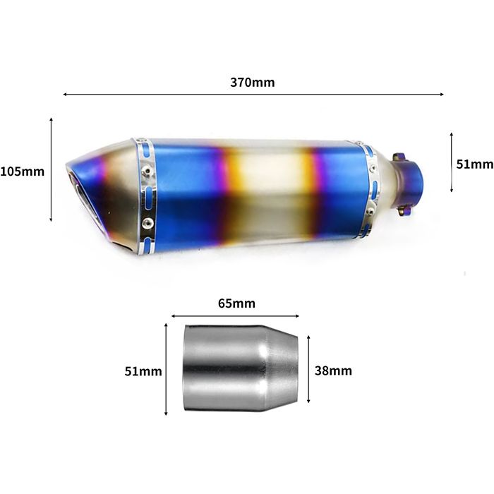 Toba Esapament Universala pentru Motocicleta Otel  400mm Multicolor cu  Accesorii de Prindere