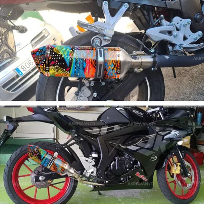 Toba Esapament Universala pentru Motocicleta Otel  400mm Multicolor cu  Accesorii de Prindere
