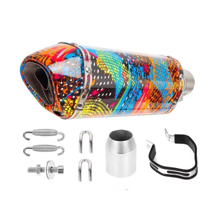 Toba Esapament Universala pentru Motocicleta Otel  400mm Multicolor cu  Accesorii de Prindere