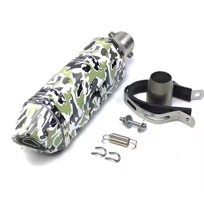 Toba Esapament Universala pentru Motocicleta Otel  400mm Camuflaj cu  Accesorii de Prindere