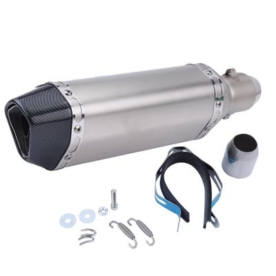 Toba Esapament Universala pentru Motocicleta Otel  400mm Gri Carbon cu  Accesorii de Prindere