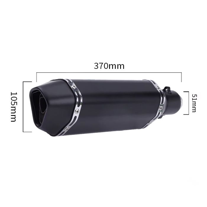 Toba Esapament Universala pentru Motocicleta Otel  400mm Negru cu  Accesorii de Prindere