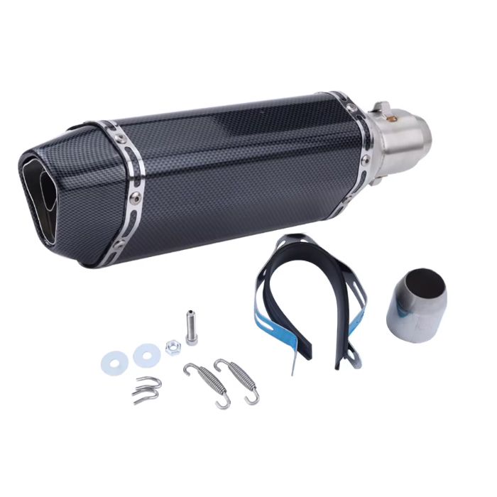 Toba Esapament Universala pentru Motocicleta Otel  400mm Carbon cu  Accesorii de Prindere