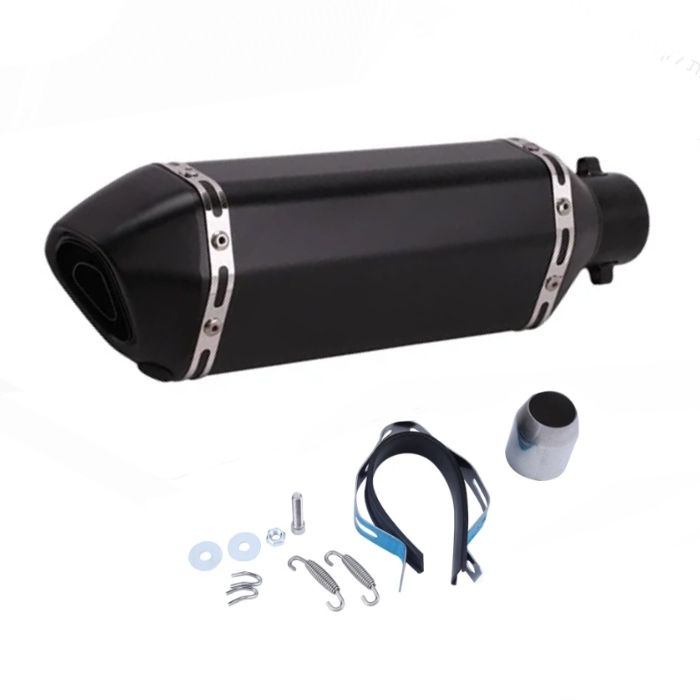 Toba Esapament Universala pentru Motocicleta Otel  400mm Negru cu  Accesorii de Prindere