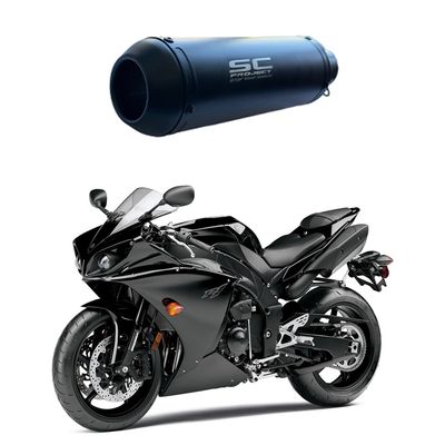 Toba Esapament Universala pentru Motocicleta Otel  330mm Negru cu  Accesorii de Prindere