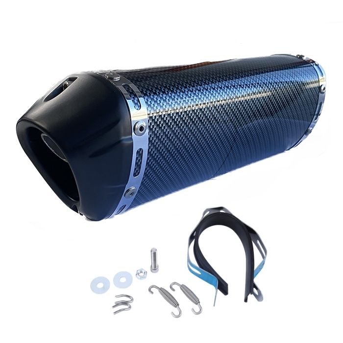 Toba Esapament Universala pentru Motocicleta Otel  400mm Negru Carbon cu  Accesorii de Prindere