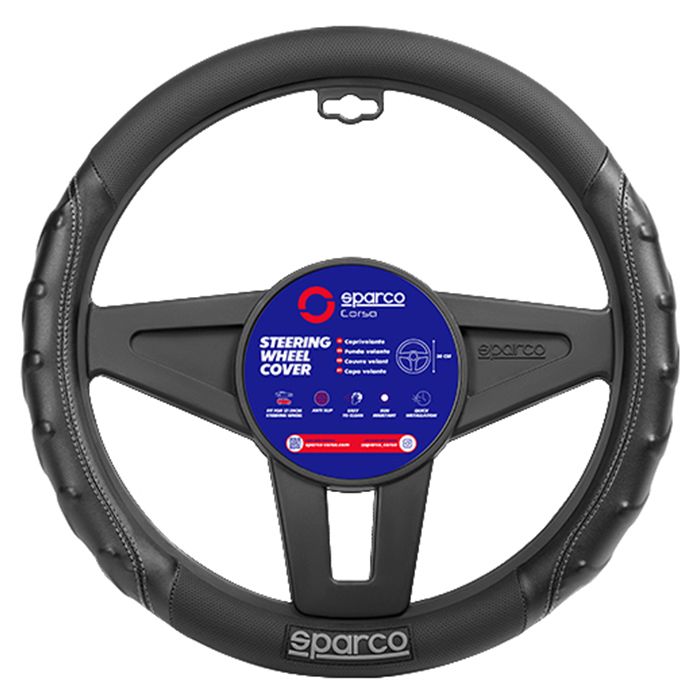 Universal Sparco Husa Piele Volan Auto Negru Diametru 38mm