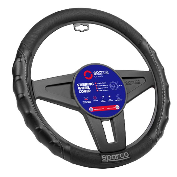 Universal Sparco Husa Piele Volan Auto Negru Diametru 38mm