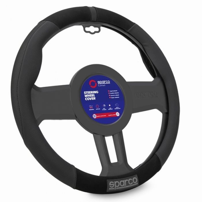 Universal Sparco Husa Piele Volan Auto Negru Diametru 38mm