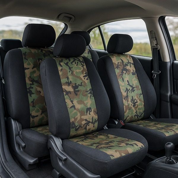 Huse Scaune Auto Camuflaj  pentru Masini Auto Universal Textil Set Complet 9 buc