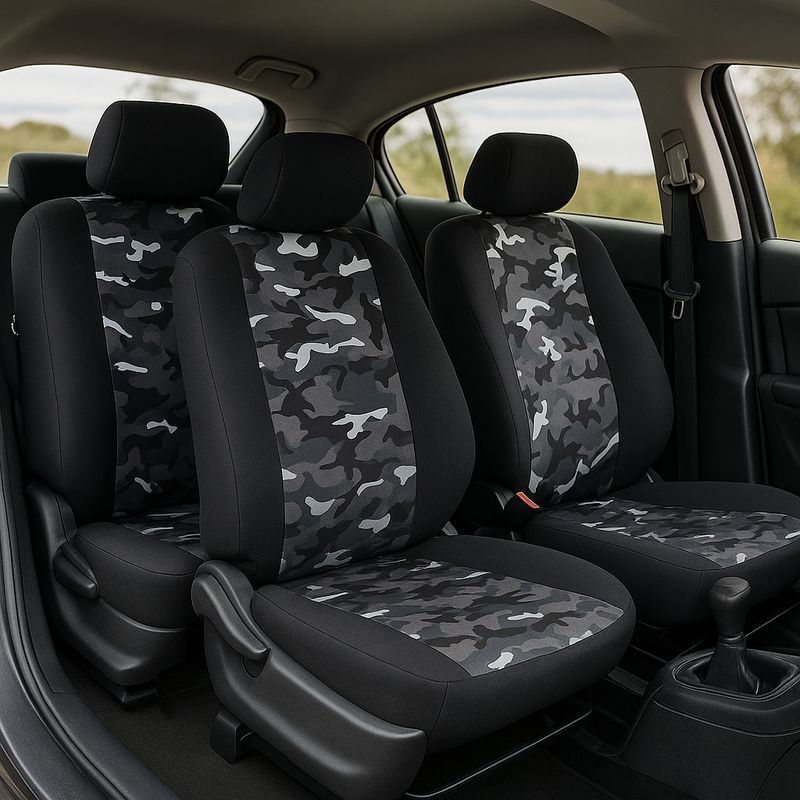 Huse Scaune Auto Camuflaj  pentru Masini Auto Universal Textil Set Complet 9 buc