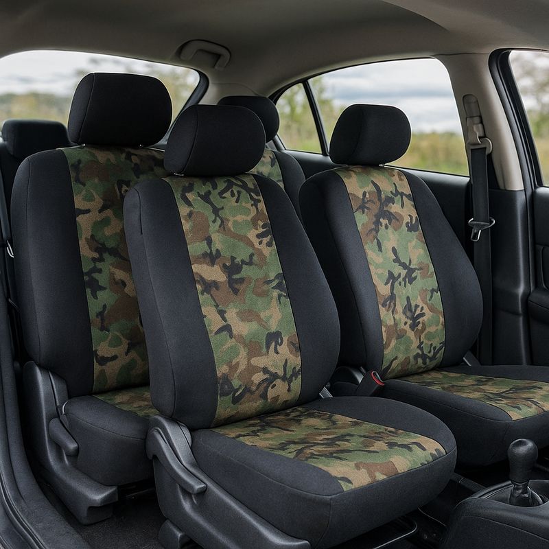 Huse Scaune Auto Camuflaj  pentru Masini Auto Universal Textil Set Complet 9 buc