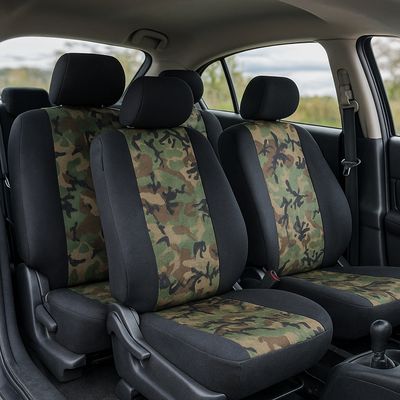 Huse Scaune Auto Camuflaj  pentru Masini Auto Universal Textil Set Complet 9 buc
