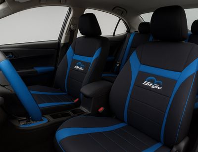 Ieftin Accesibil Huse Scaune Auto Negru Albastru pentru Masini Auto Universal Textil Set Complet 9 buc