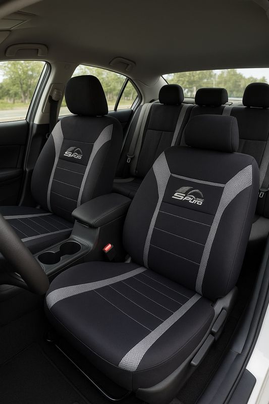 Huse Scaune Auto ieftin
accesibil Negru Gri pentru Masini Auto Universal Textil Set Complet 9 buc