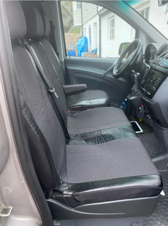 ​2+1 Huse Scaune Universal pentru Ford Transit,Mercedes Sprinter,Opel Movano,Renault Master,VWCrafter,VW Transporter,VW LT,Peugeot Boxer,Citroen Jumper Nergu Lux PU Piele Textile