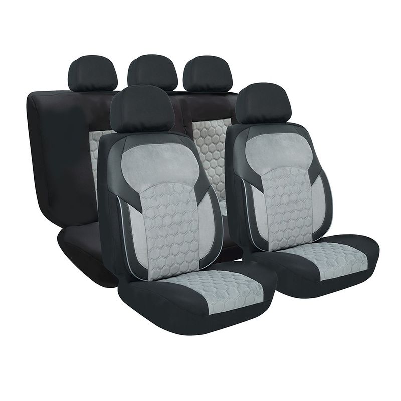 Huse Scaune pentru Masini Auto Universal Negru Gri Lux PU Piele Textil Set Complet