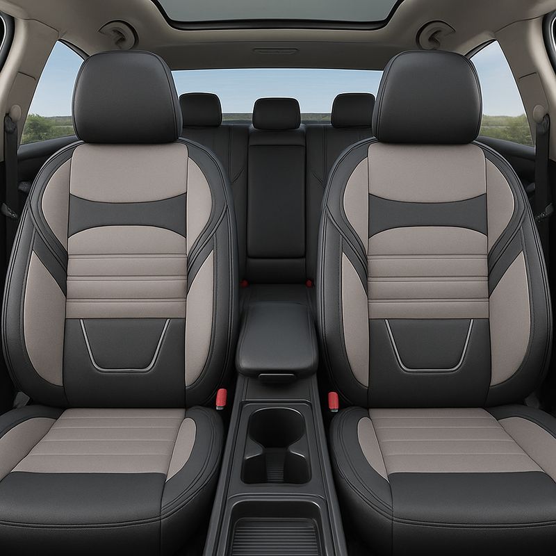 Huse Scaune pentru Masini Auto Universal Nergu Gri Lux PU Piele Set Complet