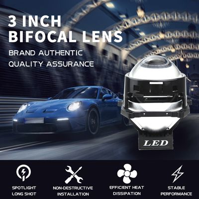 2x Faruri Proiector Bi-LED 3 Inch Lentile 120W 8000lm 12V – Alb – Faruri LED Universale pentru Mașină cu Fază Lungă și Scurtă