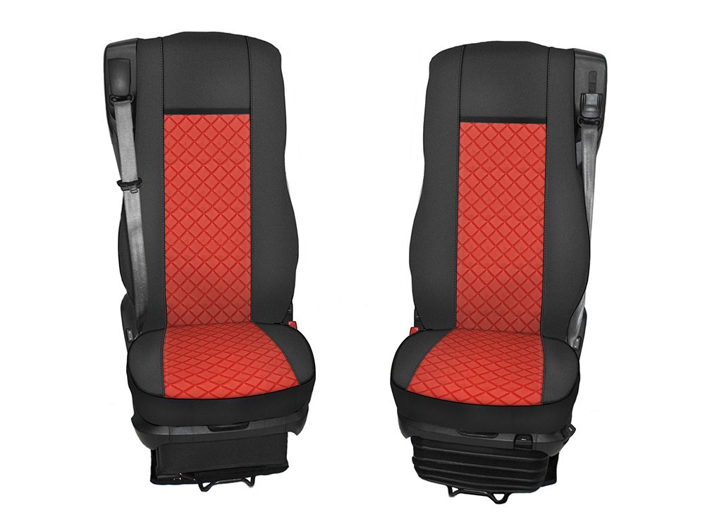 Huse scaune pentru DAF XF 106 2015-2021 Negru Rosu Camion Lux PU Piele Textil