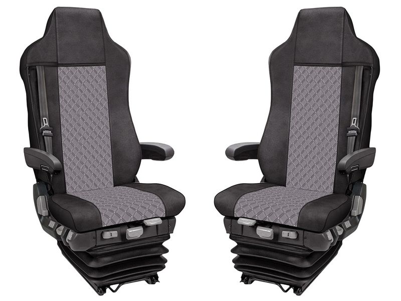 Huse scaune pentru IVECO STRALIS HI-WAY 2005-2019  Negru Gri Camion Lux PU Piele Textil