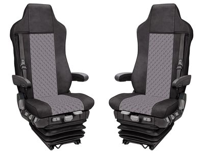 Huse scaune pentru IVECO STRALIS HI-WAY 2005-2019  Negru Gri Camion Lux PU Piele Textil