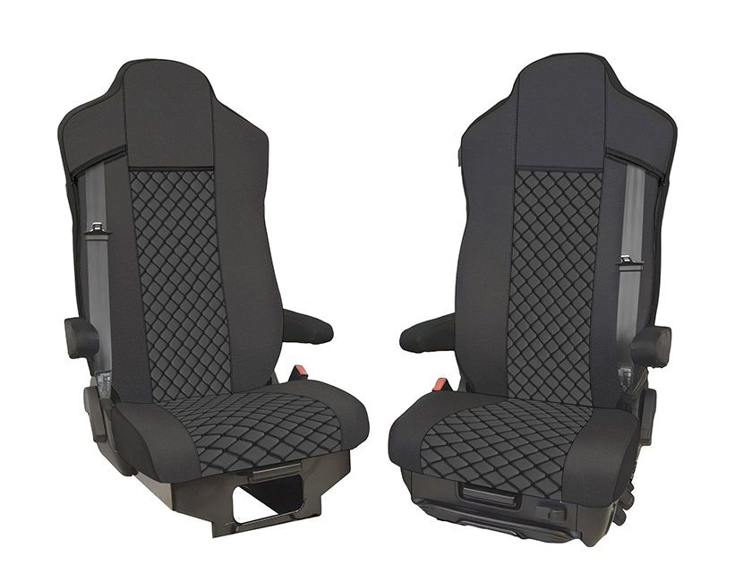 Huse scaune pentru IVECO S-WAY 2021+  Negru Camion Lux PU Piele Textil