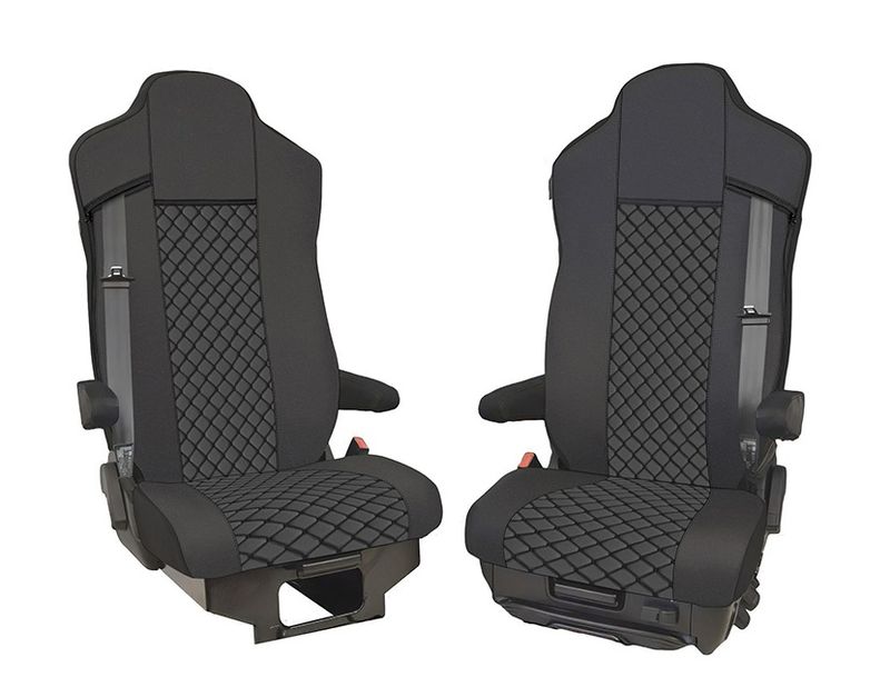 Huse scaune pentru IVECO S-WAY 2021+  Negru Camion Lux PU Piele Textil