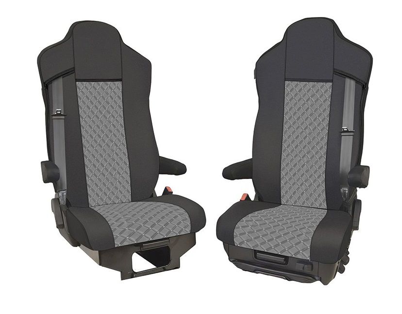 Huse scaune pentru IVECO S-WAY 2021+  Negru Gri Camion Lux PU Piele Textil