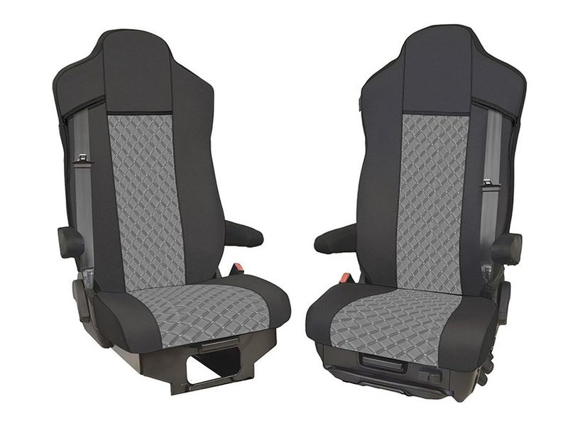 Huse scaune pentru IVECO S-WAY 2021+  Negru Gri Camion Lux PU Piele Textil
